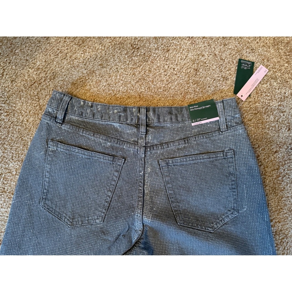Wild Fable Womens Mid Rise 90s Relaxed Straight Jeans Sparkle Rhinestone Size 8 - Picture 4 of 7